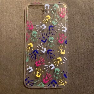 iPhone 11 Pro clear case with rainbow hand prints